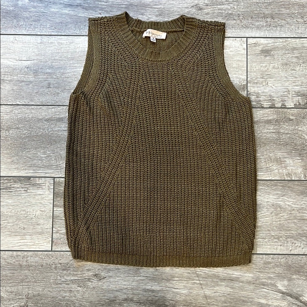 Philosophy Green Ribbed Knit Vest